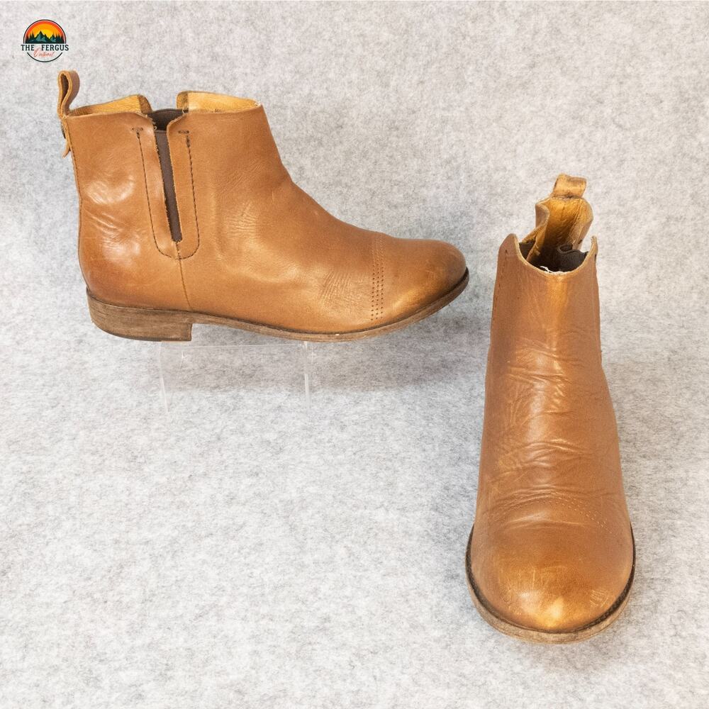 Olukai Malie Ankle Boots Cognac Brown Leather Pull-On Classiccore Women's Size 9